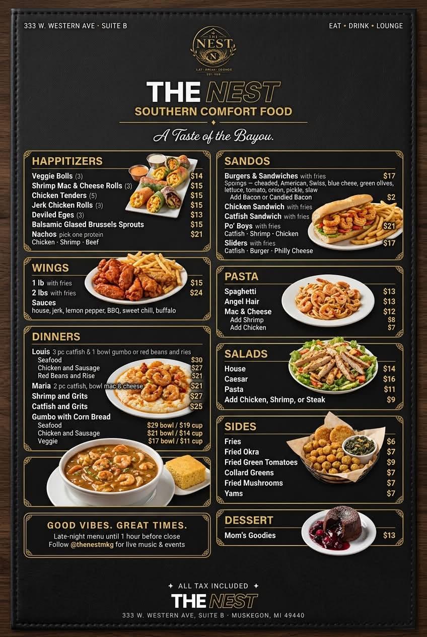 The Nest original menu